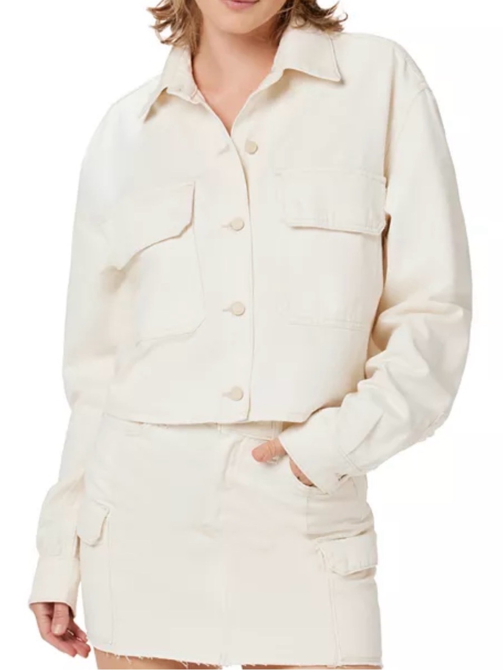 Hudson Jeans Oversized Cropped Twill Shirt Jacket